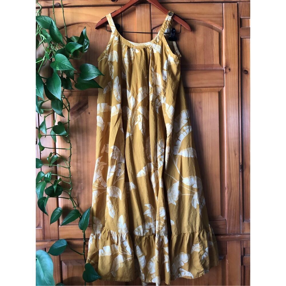 H&M Sleeveless Hawaiian Floral Cotton Flowy Maxi Dress Yellow SZ 2 - Picture 7 of 11